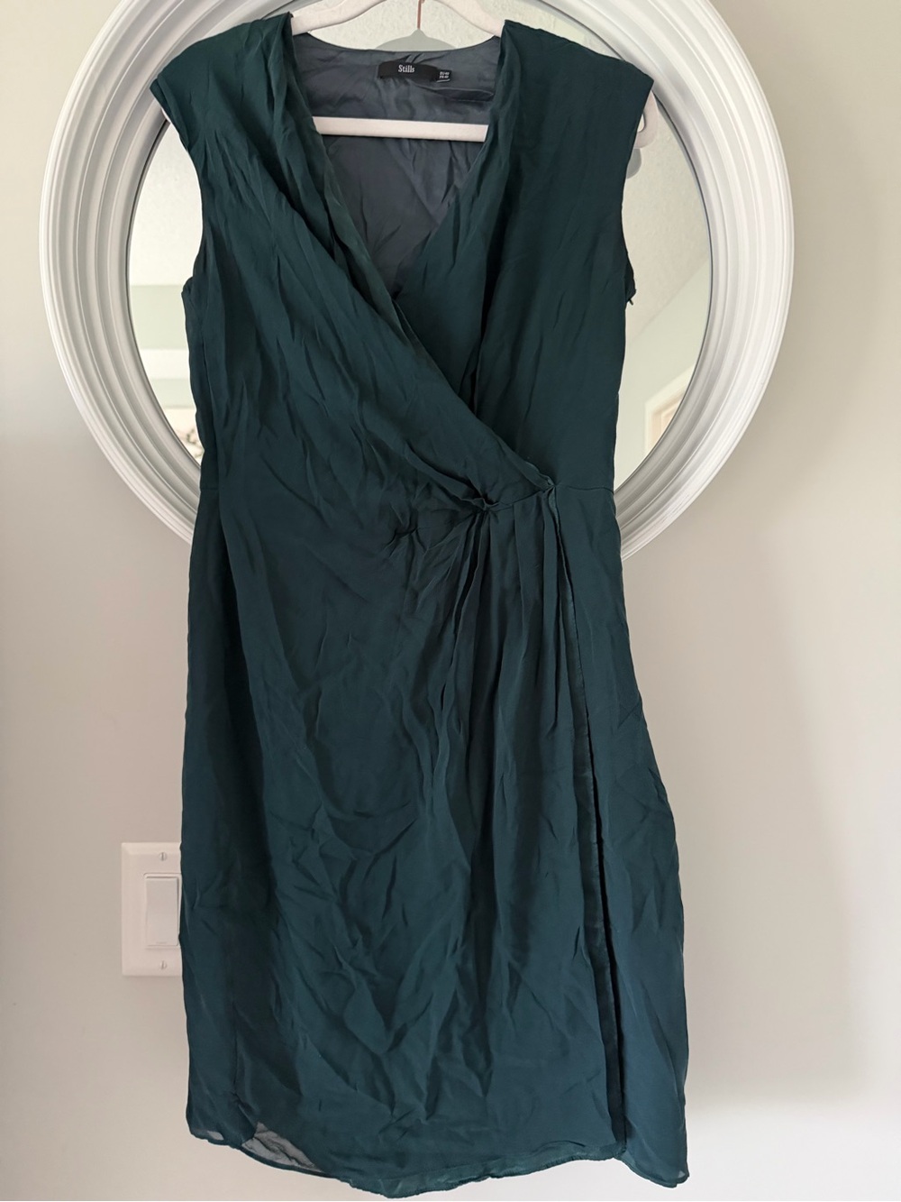 Stills Atelier Sleeveless Teal Wrap Midi Dress with Twist Detail